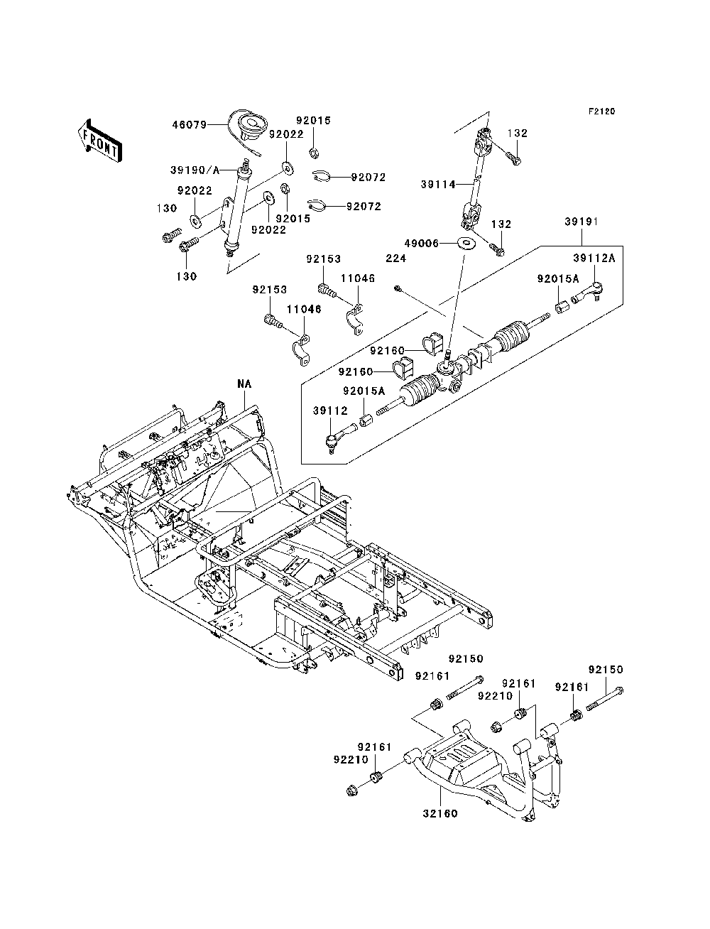 Frame Diagram and Parts List for KAF620K7F 2007 & Prior Kawasaki Lawn Tractor Accessories
