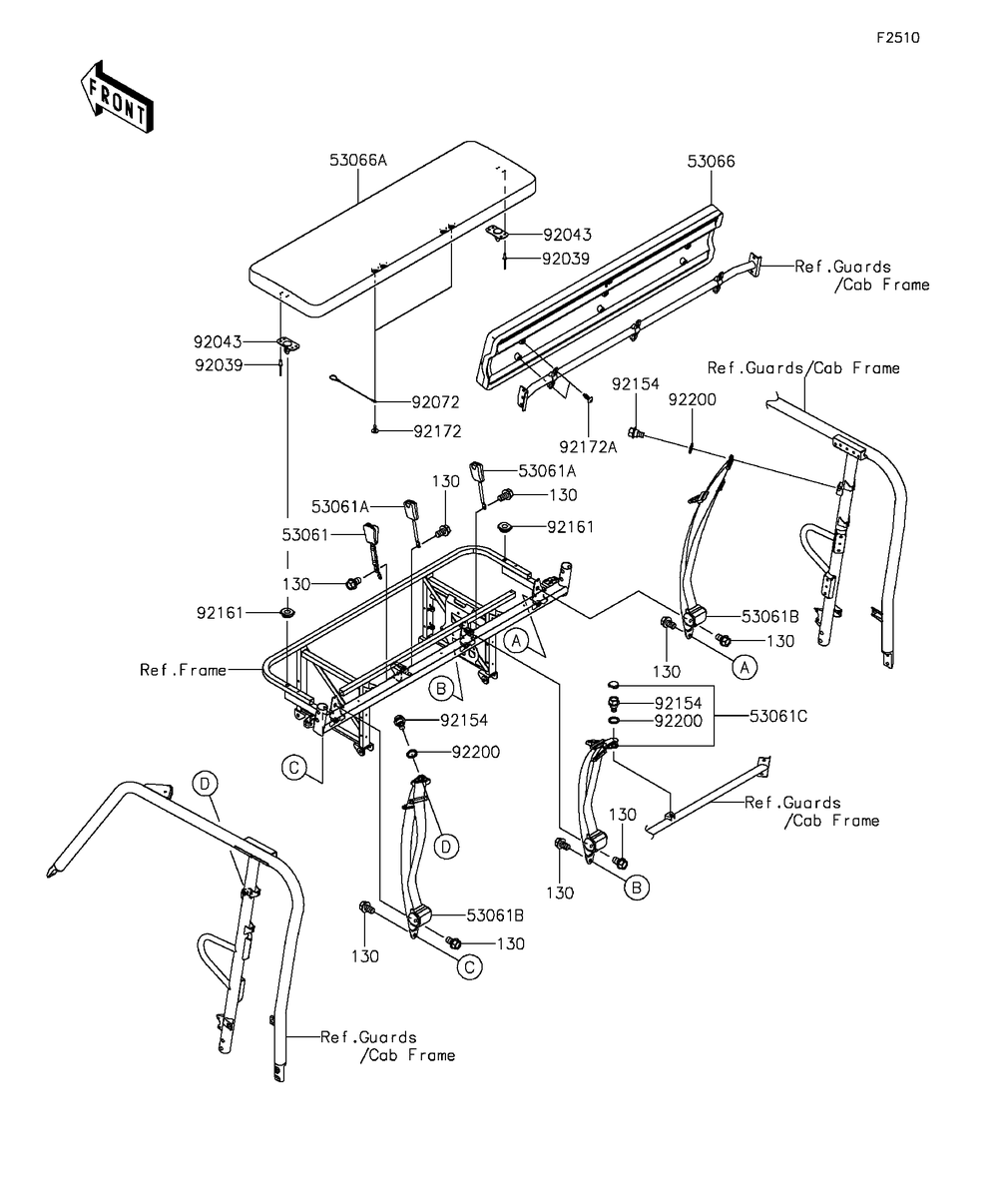 Seat Diagram and Parts List for KAF1000EGF 2016 Kawasaki Lawn Tractor Accessories
