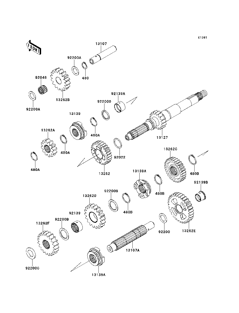 Transmission Diagram and Parts List for KRT800BEF 2014 Kawasaki Lawn Tractor Accessories