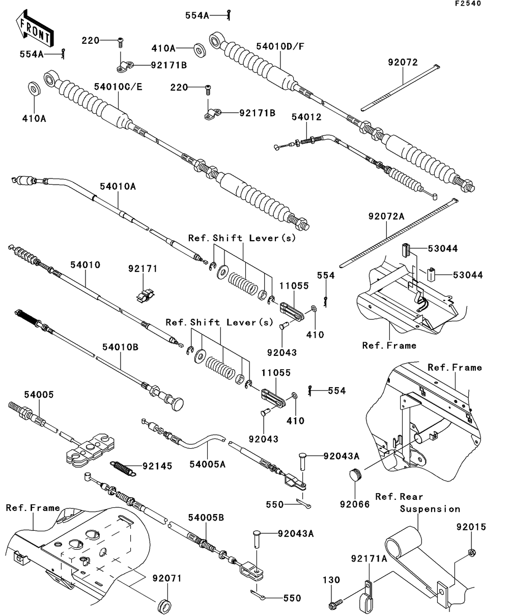 Cables Diagram and Parts List for KAF620SDF 2013 Kawasaki Lawn Tractor Accessories
