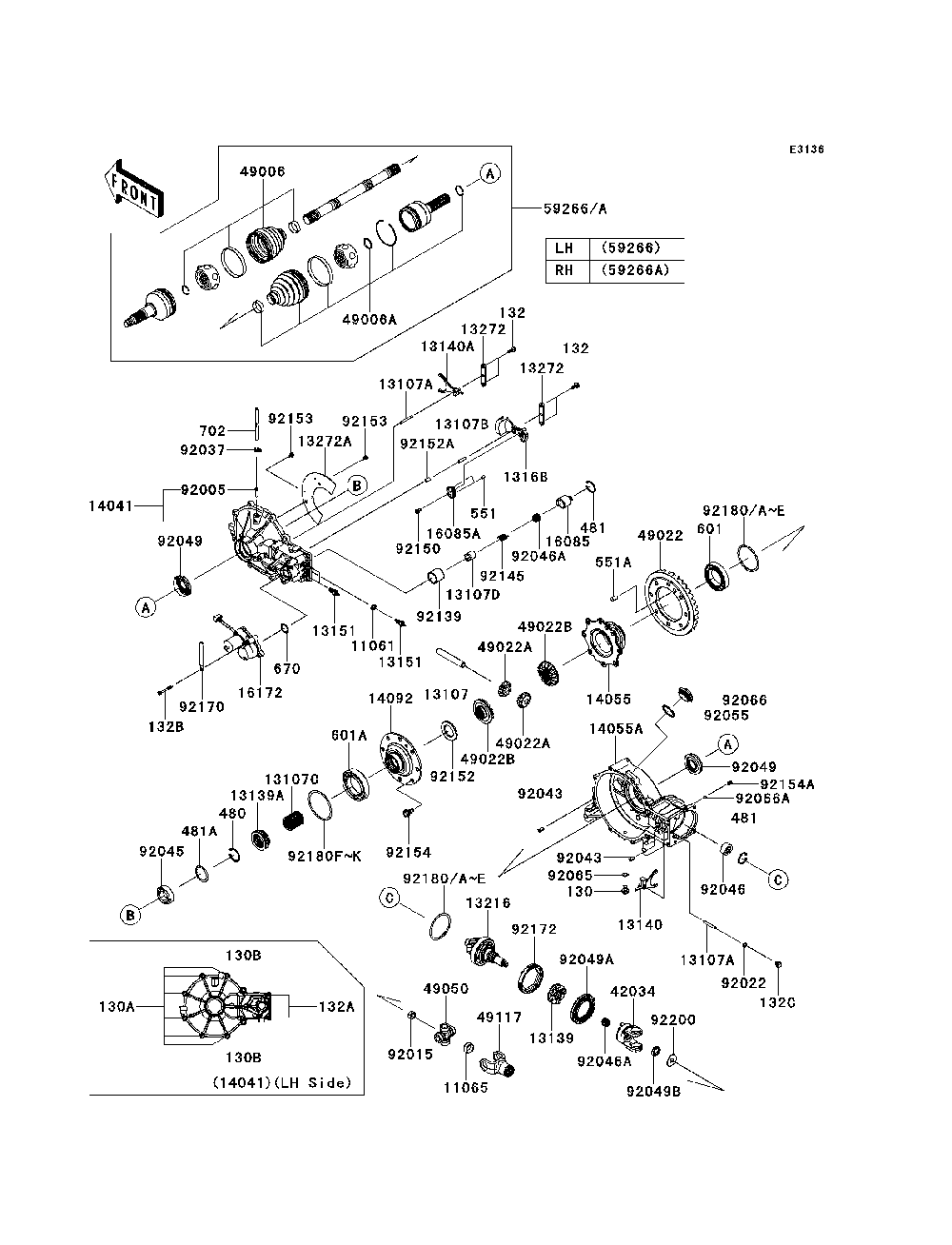 Drive Shaft-Fr 1 Diagram and Parts List for KRT800CEF 2014 Kawasaki Lawn Tractor Accessories