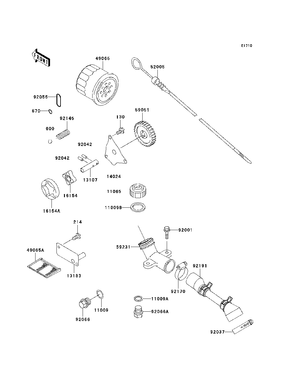 Oil Pump/Oil Filter Diagram and Parts List for KAF620H7F 2007 & Prior Kawasaki Lawn Tractor Accessories
