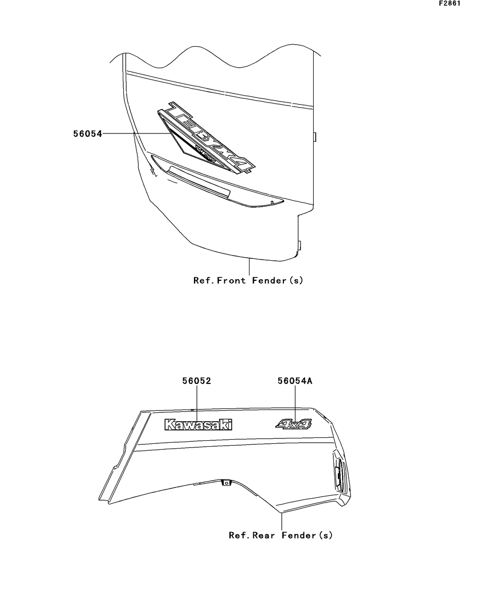 Decals(Red)(Green)(Acf) Diagram and Parts List for KRT750ACF 2012 Kawasaki Lawn Tractor Accessories