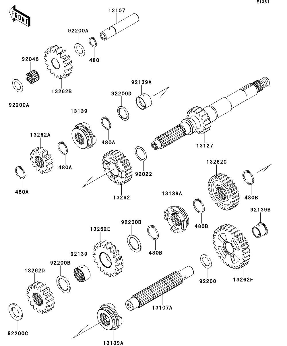 Transmission Diagram and Parts List for KRT750DCF 2012 Kawasaki Lawn Tractor Accessories
