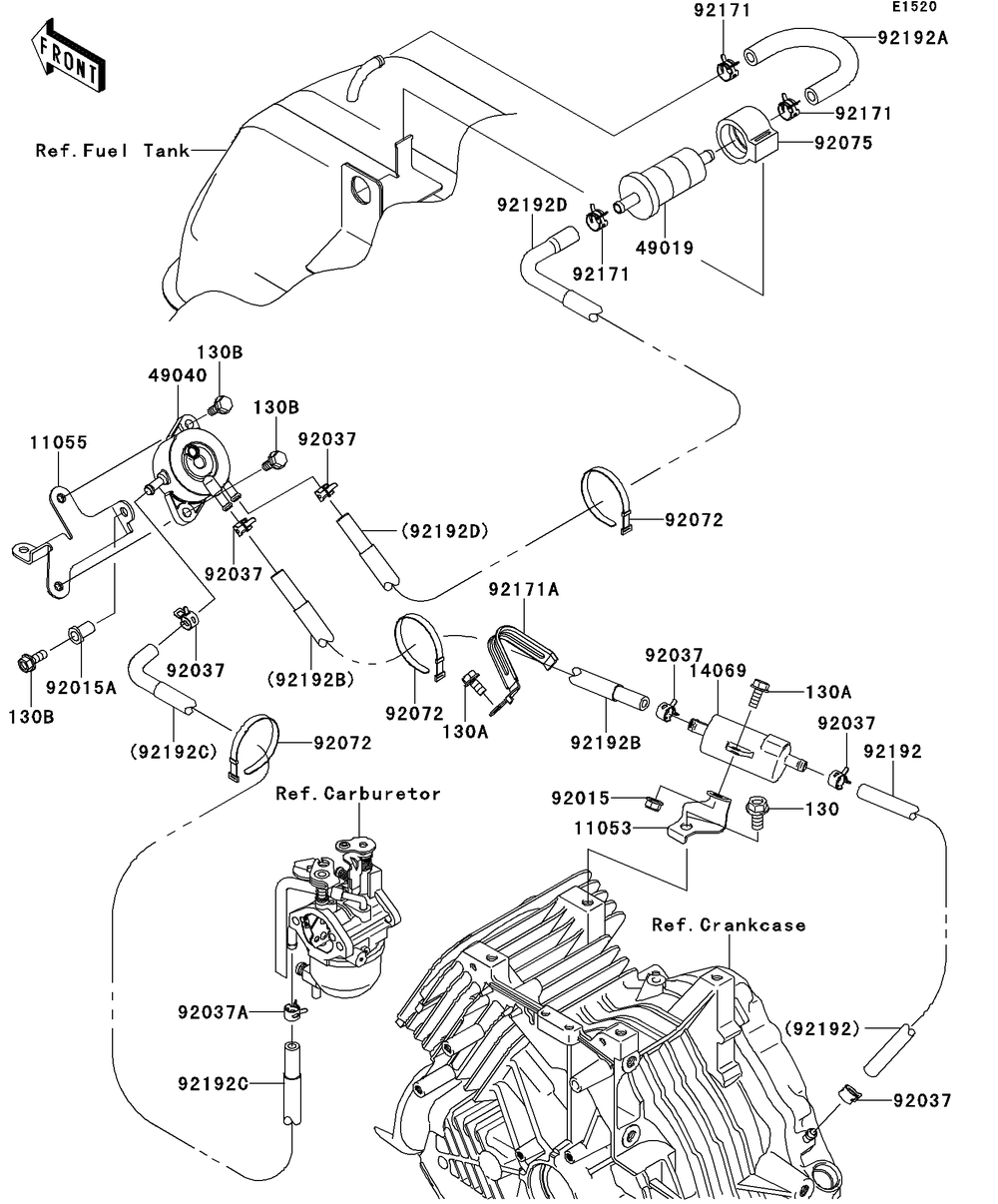 Fuel Pump Diagram and Parts List for KAF400DEF 2014 Kawasaki Lawn Tractor Accessories