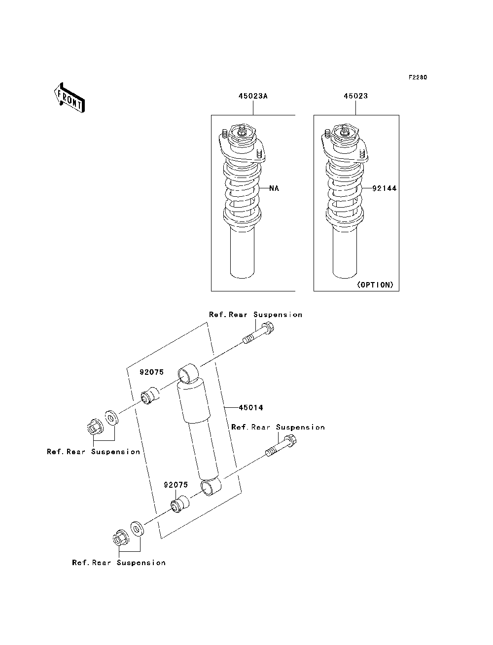 Shock Absorber Diagram and Parts List for KAF620E7F 2007 & Prior Kawasaki Lawn Tractor Accessories