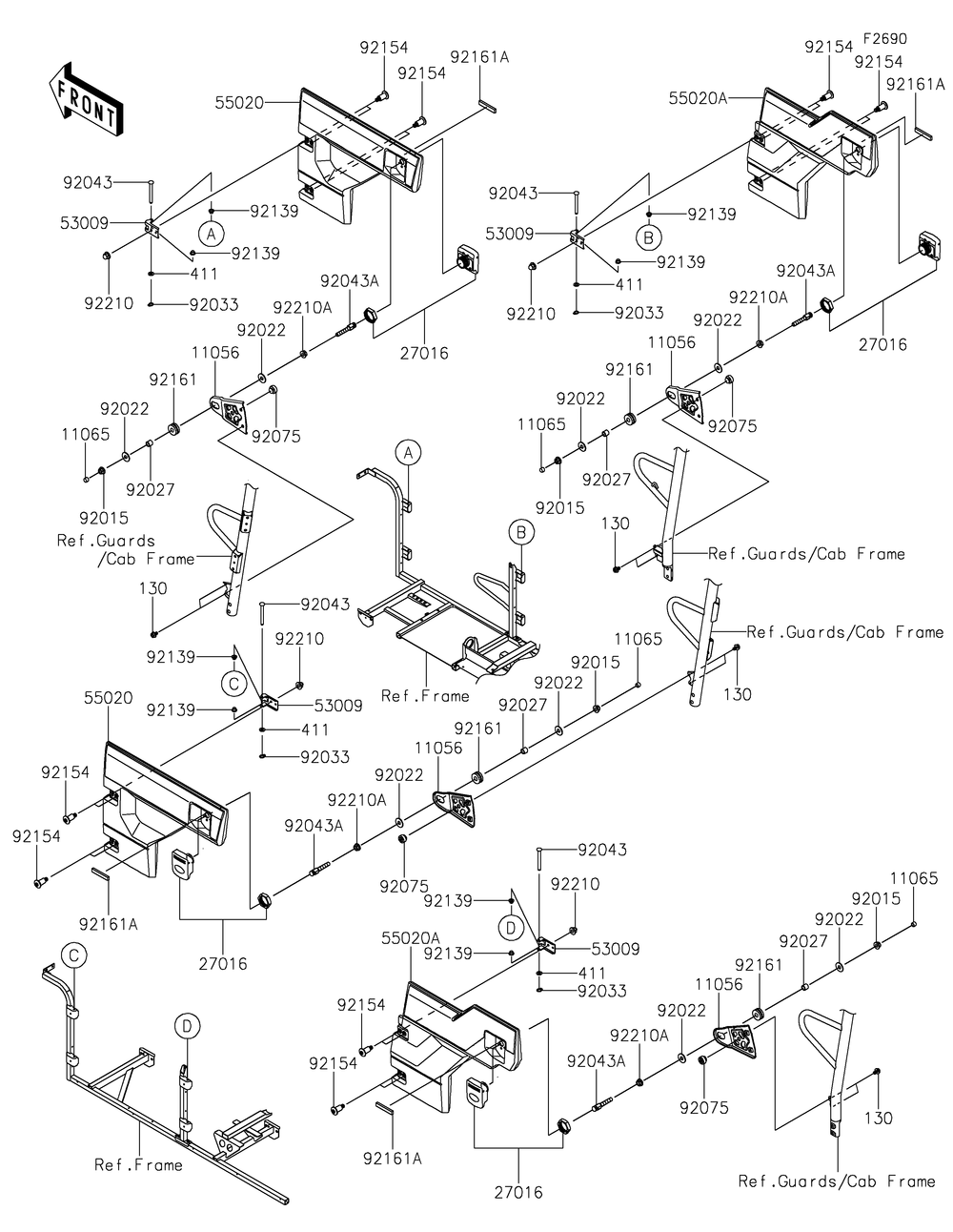 Door Diagram and Parts List for KAF1000CKF 2019 Kawasaki Lawn Tractor Accessories