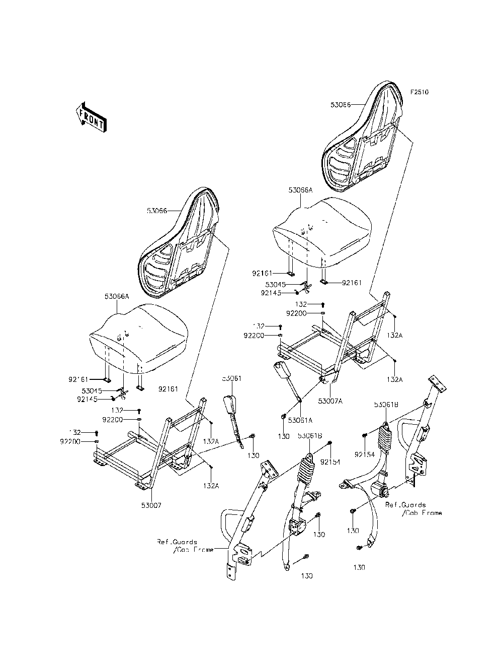 Seat Diagram and Parts List for KRF800BFF 2015 Kawasaki Lawn Tractor Accessories