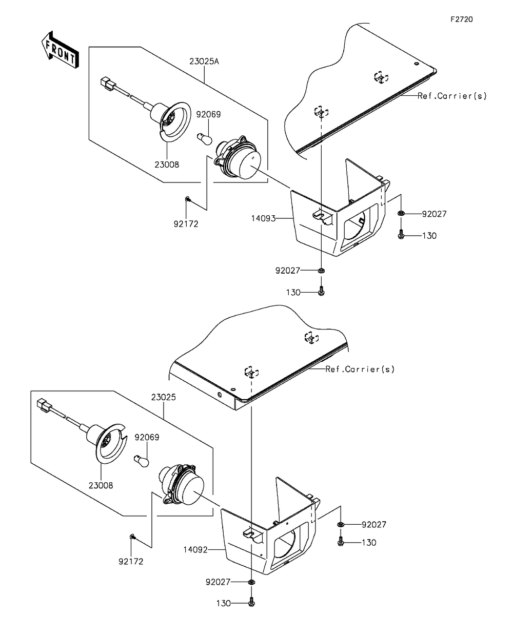 Taillight Diagram and Parts List for KAF820BGF 2016 Kawasaki Lawn Tractor Accessories