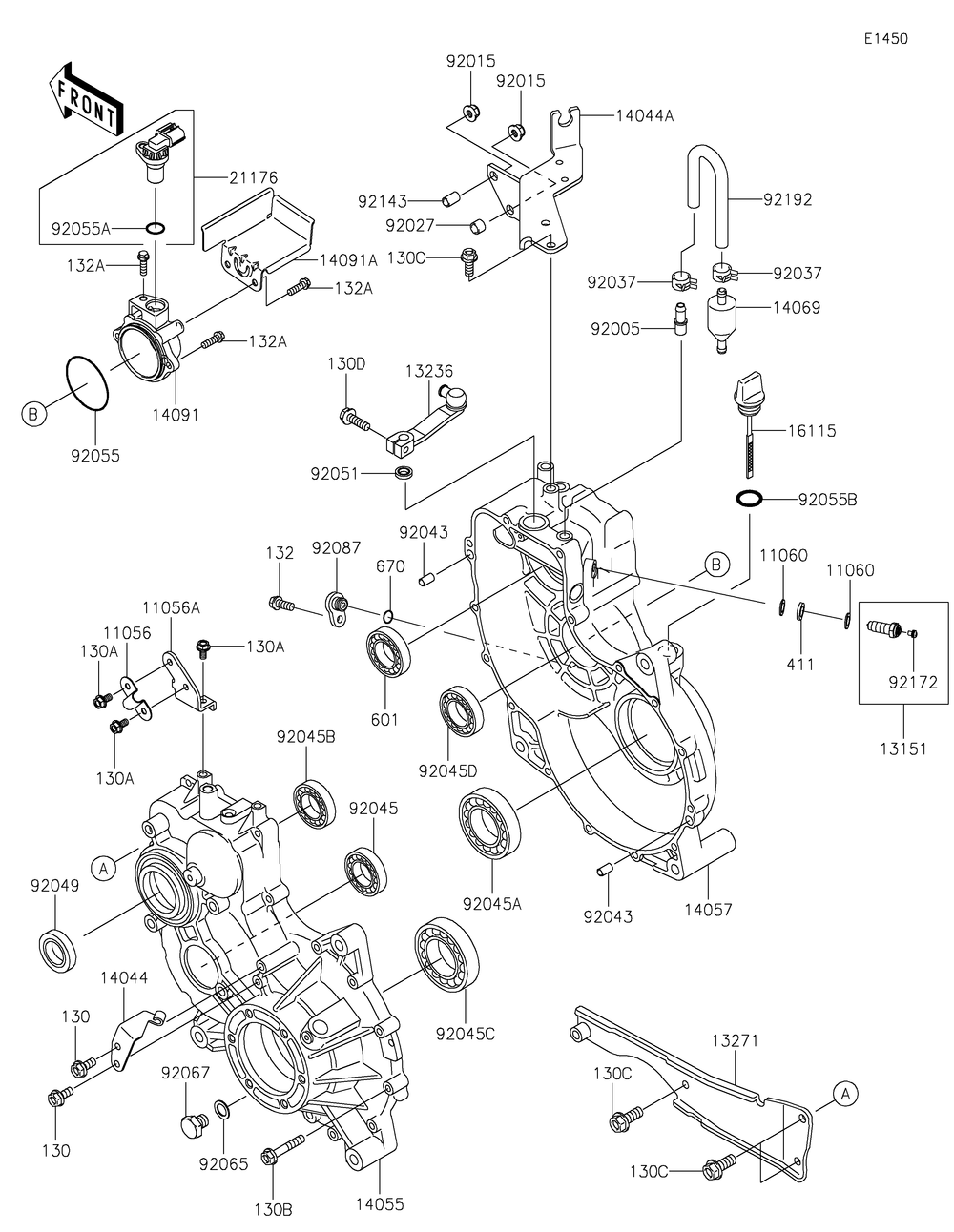 Gear Box Diagram and Parts List for KAF620PKF 2019 Kawasaki Lawn Tractor Accessories