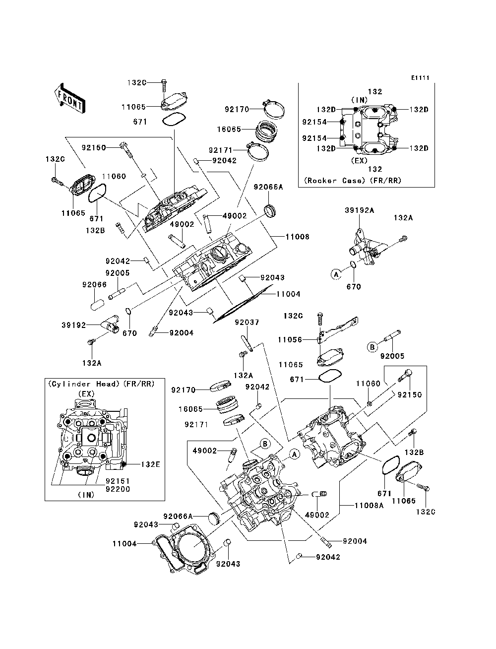 Cylinder Head Diagram and Parts List for KRF750RDF 2013 Kawasaki Lawn Tractor Accessories