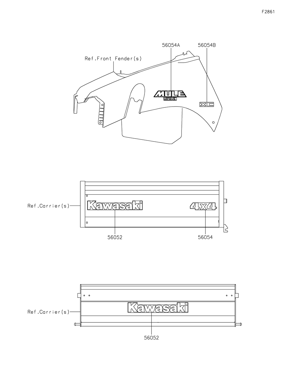 Decals Diagram and Parts List for KAF400LHS 2017 Kawasaki Lawn Tractor Accessories
