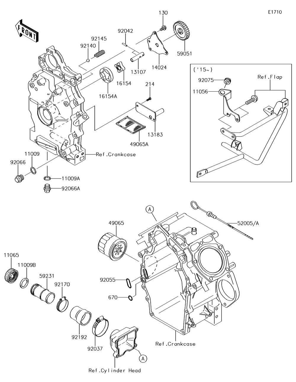 Oil Pump/Oil Filter Diagram and Parts List for KAF620SGF 2016 Kawasaki Lawn Tractor Accessories