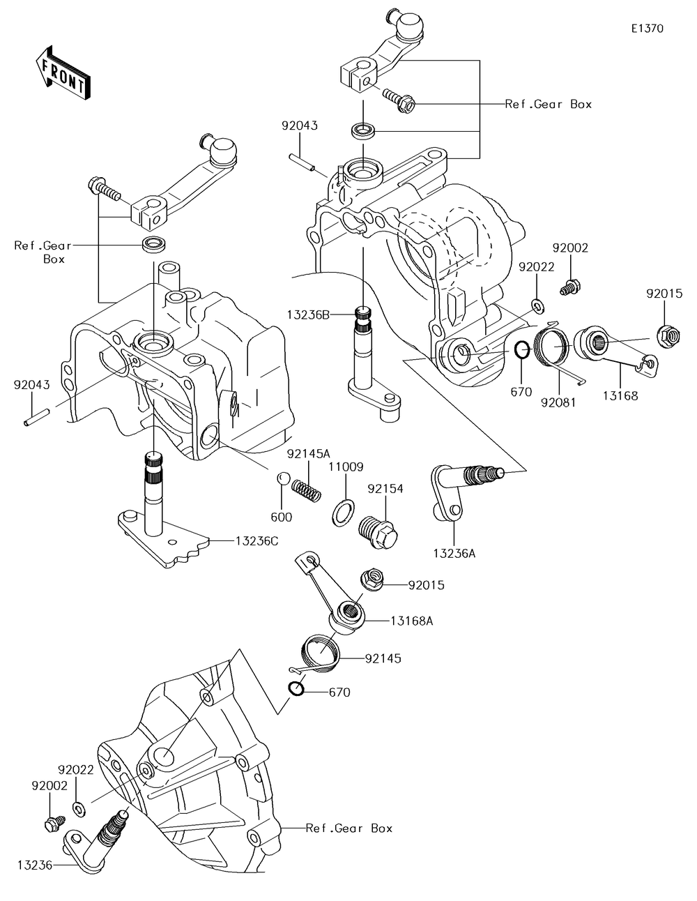 Gear Change Mechanism Diagram and Parts List for KAF620MHF 2017 Kawasaki Lawn Tractor Accessories