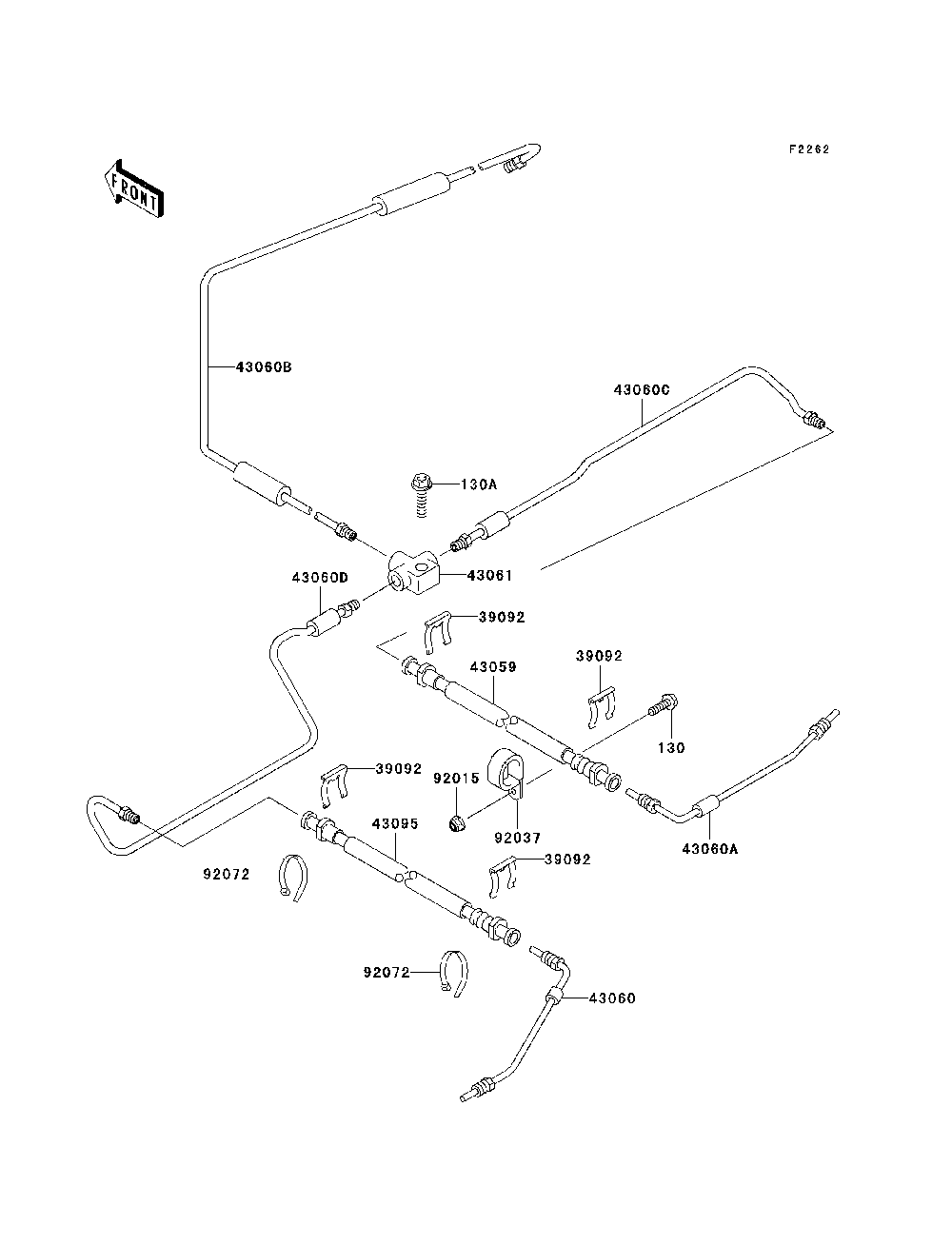 Brake Piping Diagram and Parts List for KAF950C7F 2007 & Prior Kawasaki Lawn Tractor Accessories