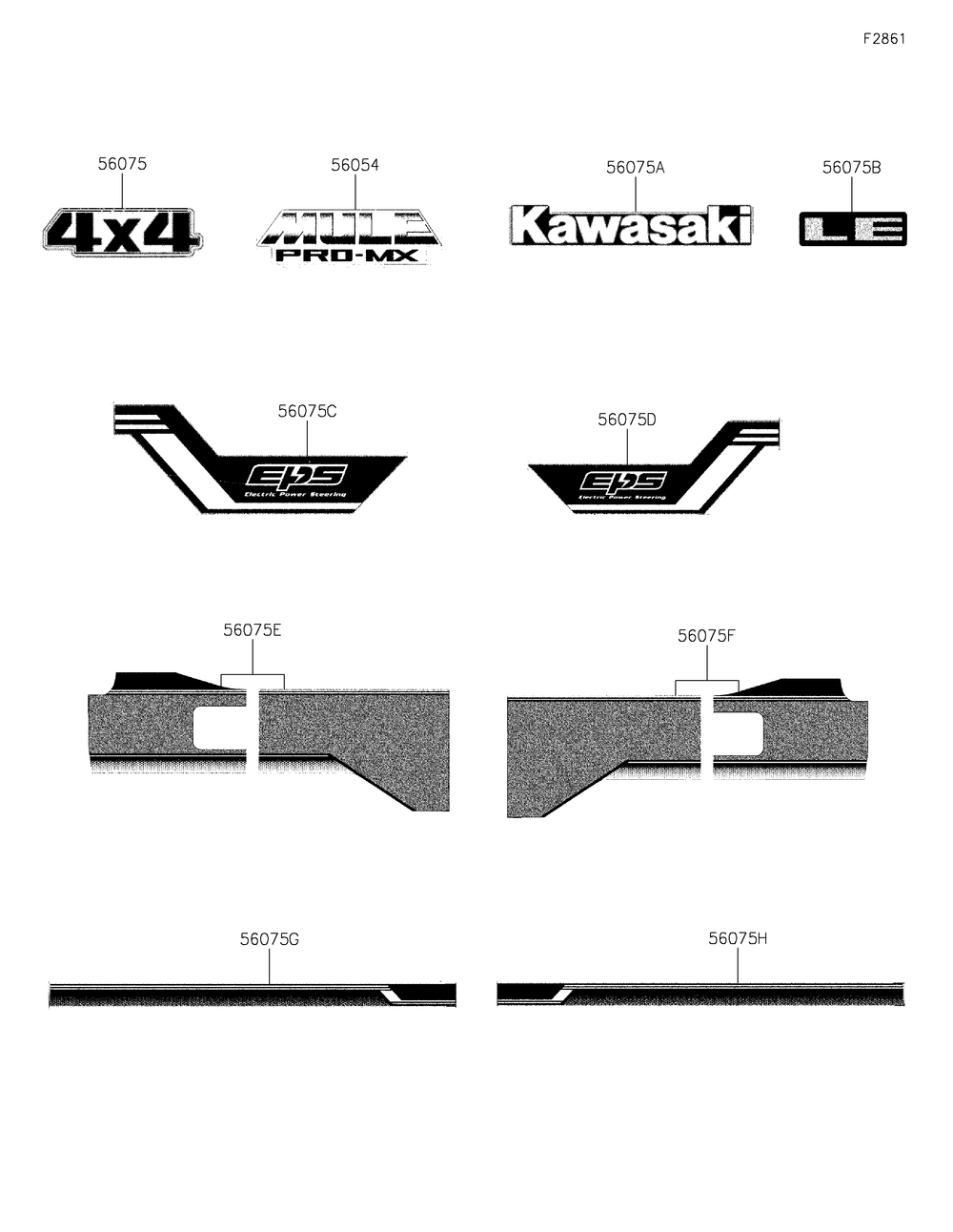 Decals(Ckf) Diagram and Parts List for KAF700CKF 2019 Kawasaki Lawn Tractor Accessories