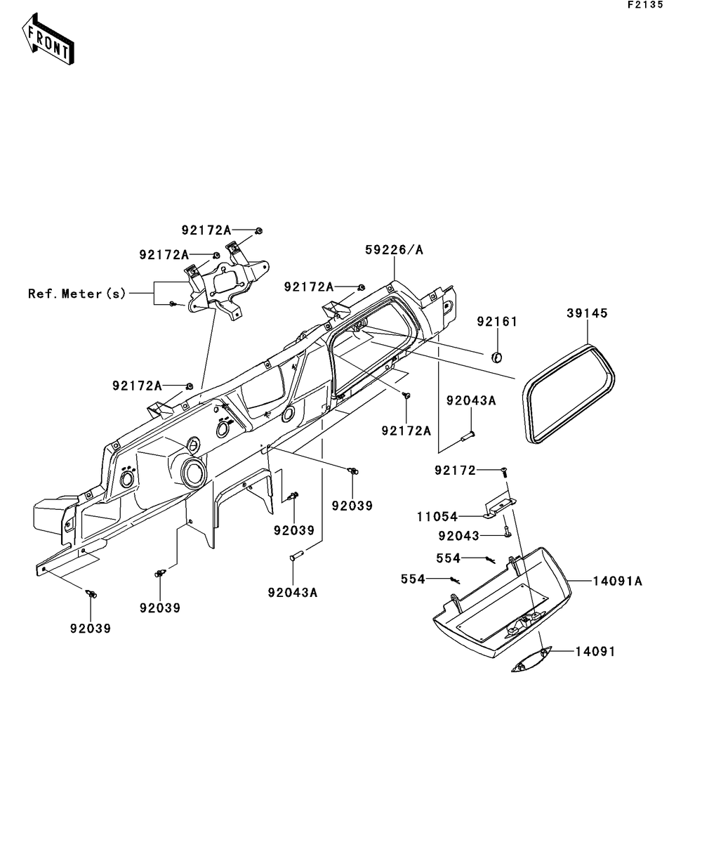 Front Box Diagram and Parts List for KRT750ACF 2012 Kawasaki Lawn Tractor Accessories