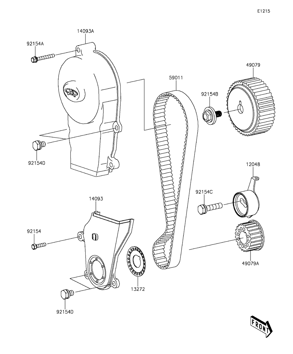 Timing Belt Diagram and Parts List for KAF820BGF 2016 Kawasaki Lawn Tractor Accessories