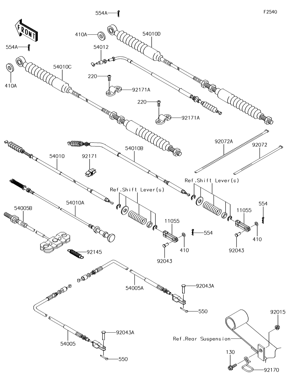 Cables Diagram and Parts List for KAF620MHF 2017 Kawasaki Lawn Tractor Accessories