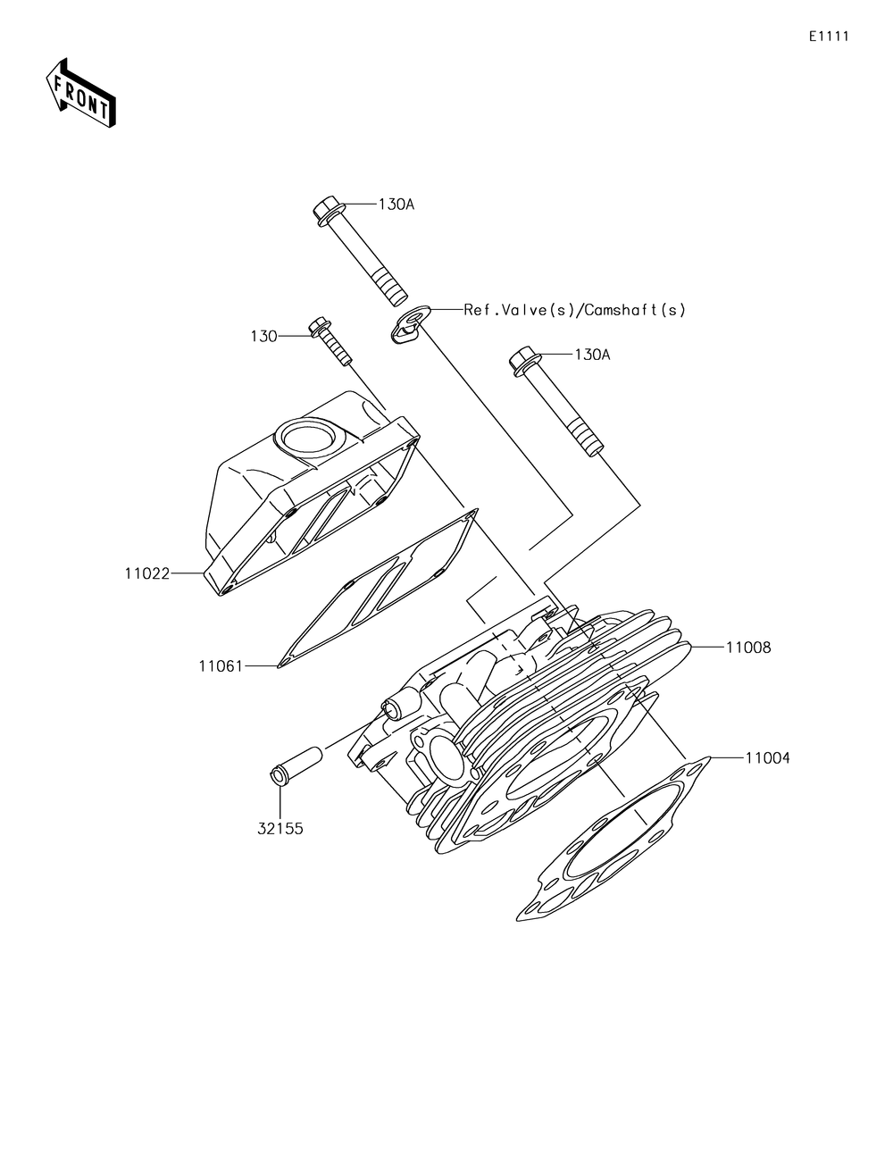 Cylinder Head Diagram and Parts List for KAF400JKF 2019 Kawasaki Lawn Tractor Accessories