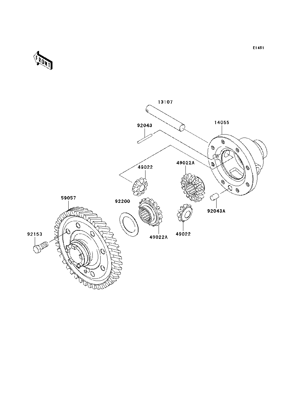 Differential Diagram and Parts List for KAF400C7F 2007 & Prior Kawasaki Lawn Tractor Accessories