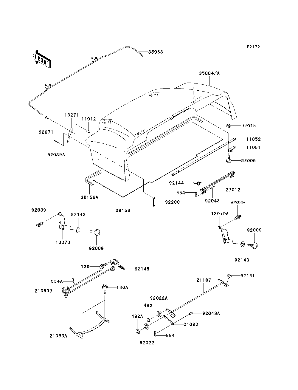 Fenders Diagram and Parts List for KAF950C7F 2007 & Prior Kawasaki Lawn Tractor Accessories