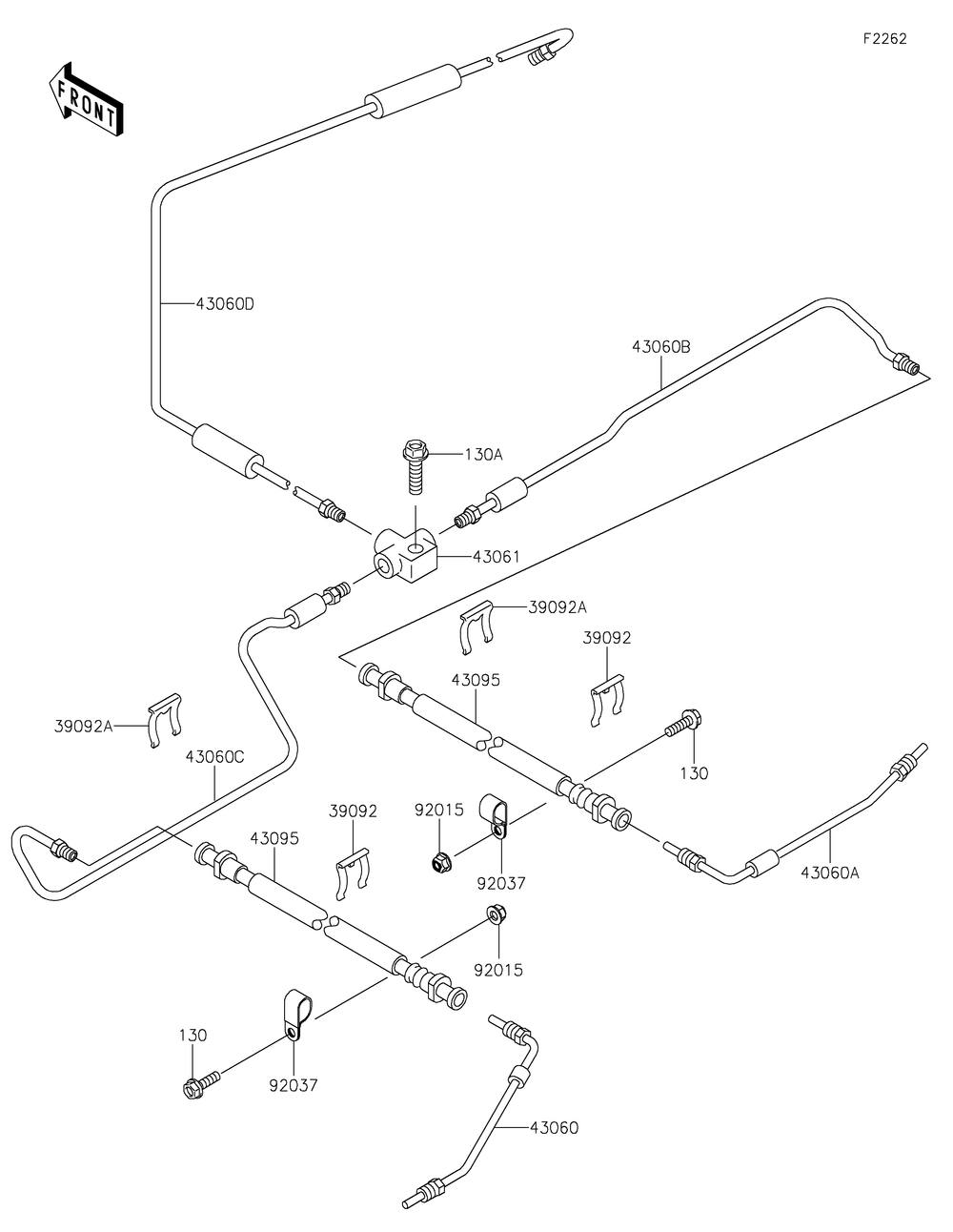 Brake Piping Diagram and Parts List for KAF620SKF 2019 Kawasaki Lawn Tractor Accessories
