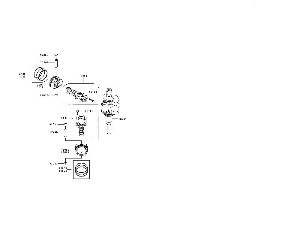 Piston/crankshaft Diagram and Parts List for FR691V-BS00  Kawasaki Engine