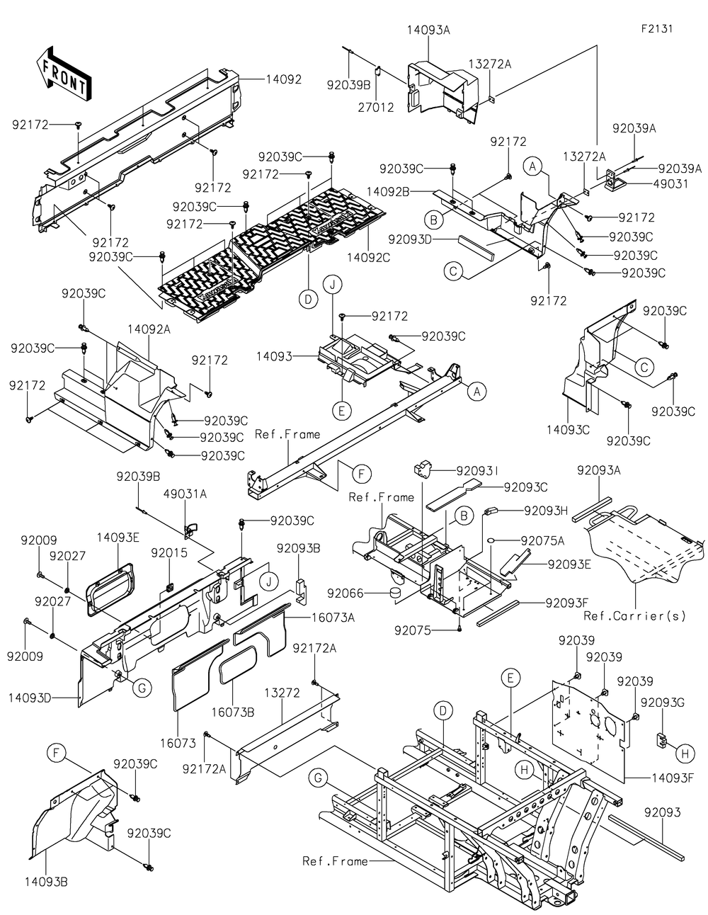 Frame Fittings-Rear Diagram and Parts List for KAF820AMFNL 2021 Kawasaki Lawn Tractor Accessories