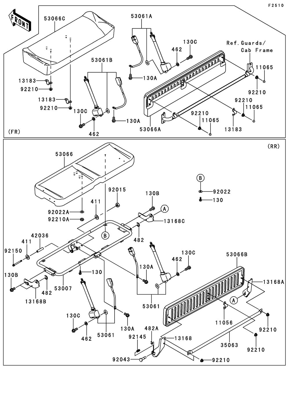 Seat Diagram and Parts List for KAF620RDFA 2013 Kawasaki Lawn Tractor Accessories