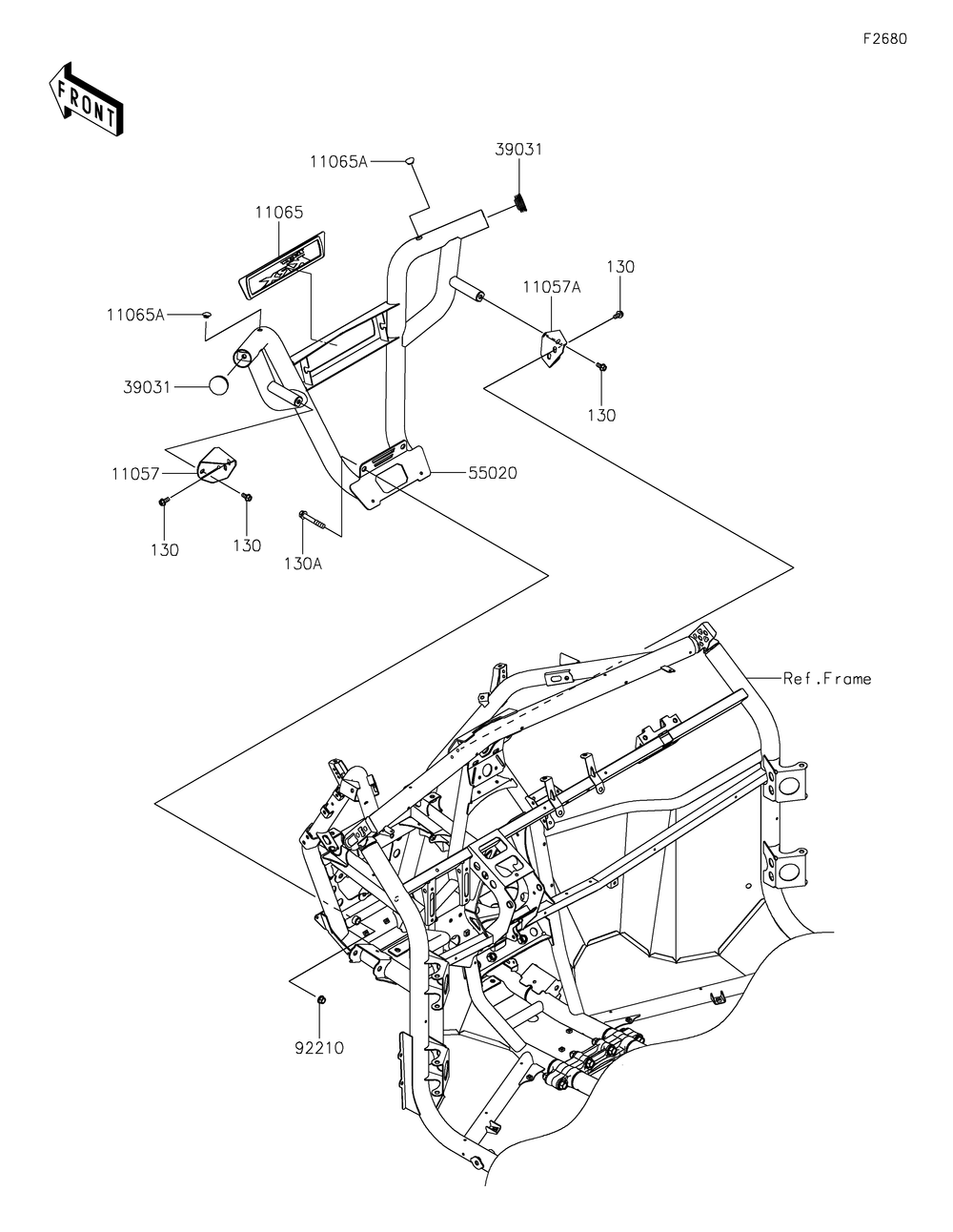 Guard Diagram and Parts List for KRF1000DMFNN 2021 Kawasaki Lawn Tractor Accessories