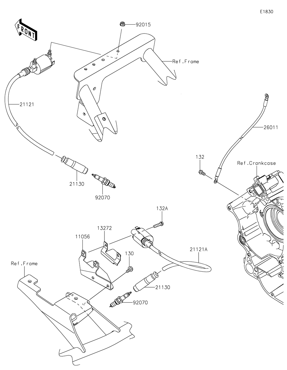 Ignition System Diagram and Parts List for KRF800GKF 2019 Kawasaki Lawn Tractor Accessories