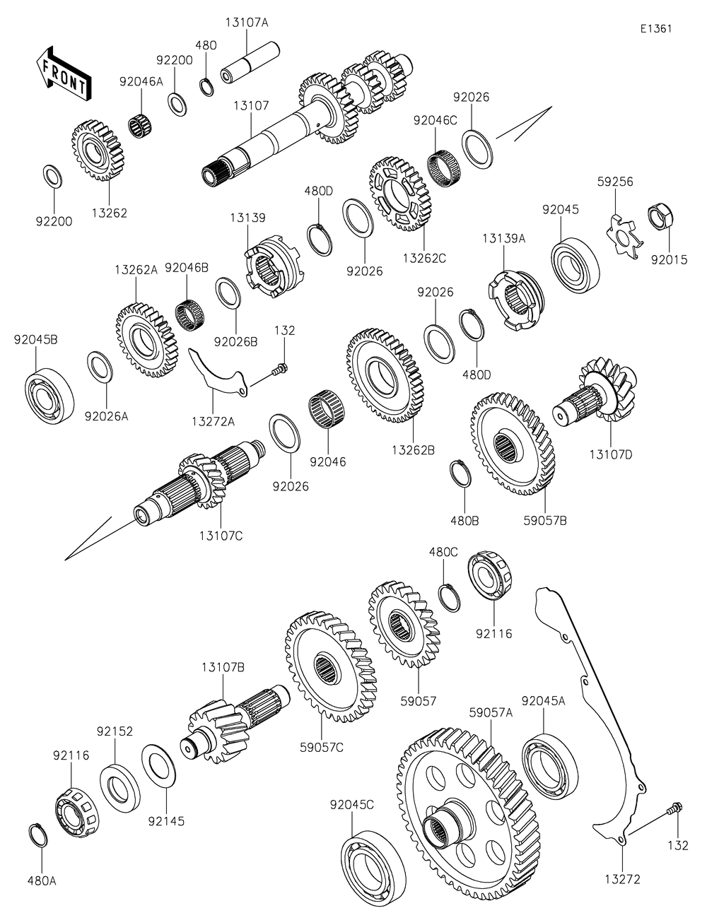 Transmission Diagram and Parts List for KRF1000ALF 2020 Kawasaki Lawn Tractor Accessories