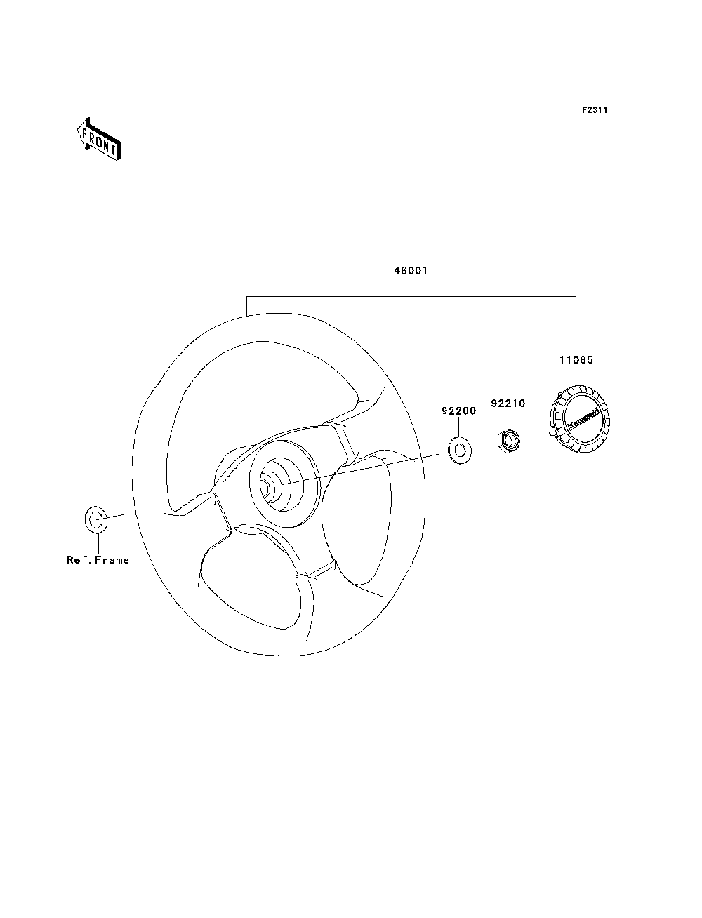 Steering Wheel Diagram and Parts List for KRF750RDF 2013 Kawasaki Lawn Tractor Accessories