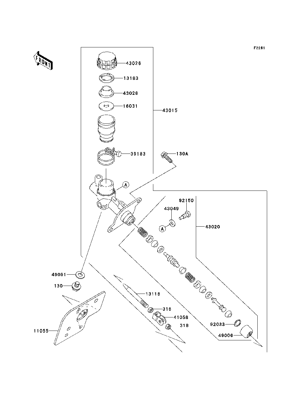 Master Cylinder Diagram and Parts List for KRF750PDF 2013 Kawasaki Lawn Tractor Accessories
