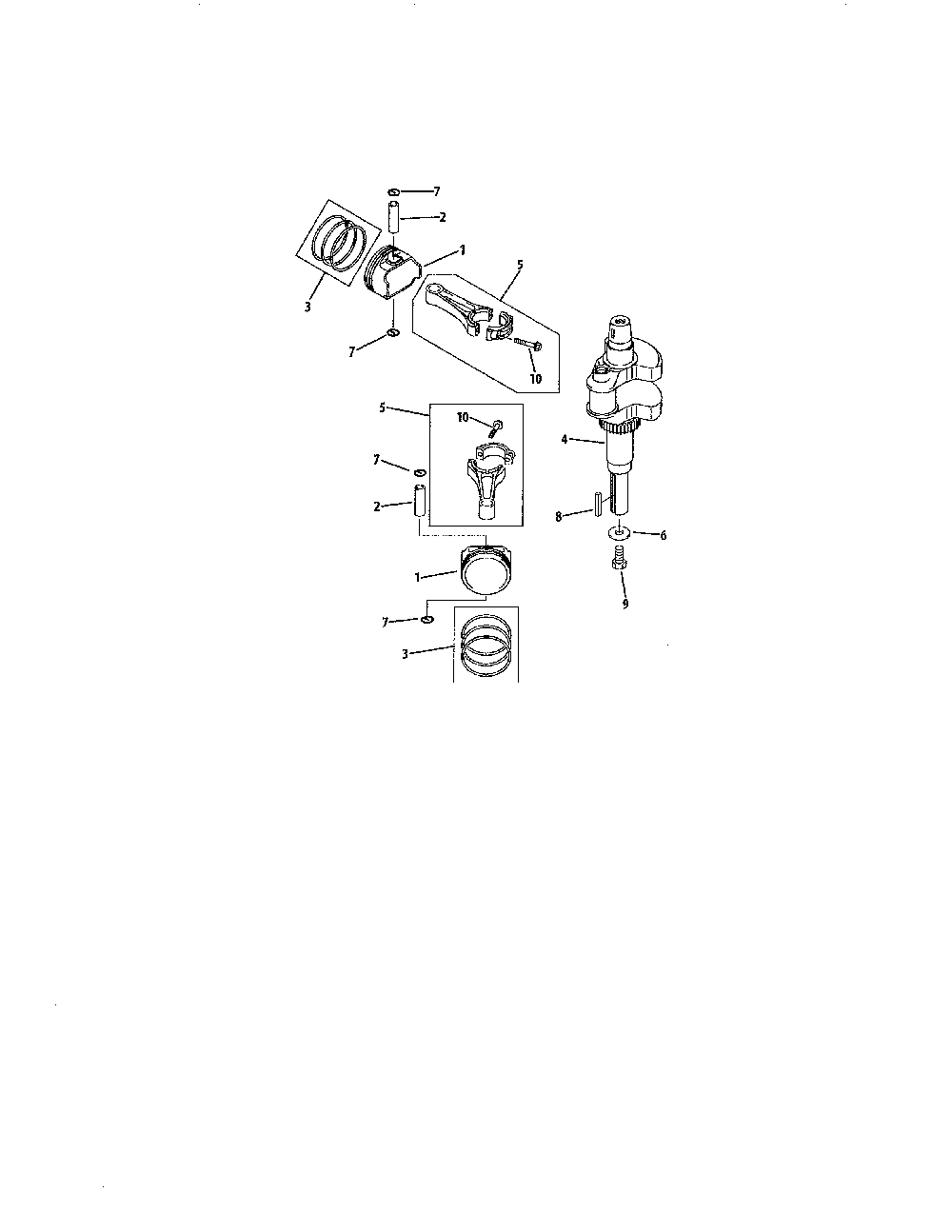 Piston/crankshaft Diagram and Parts List for 752SFR651S05  Kawasaki Engine