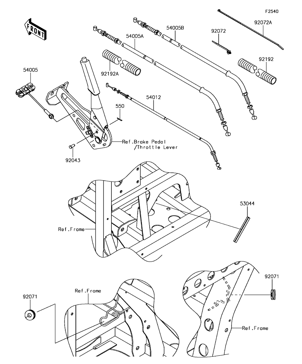 Cables Diagram and Parts List for KAF820BHF 2017 Kawasaki Lawn Tractor Accessories