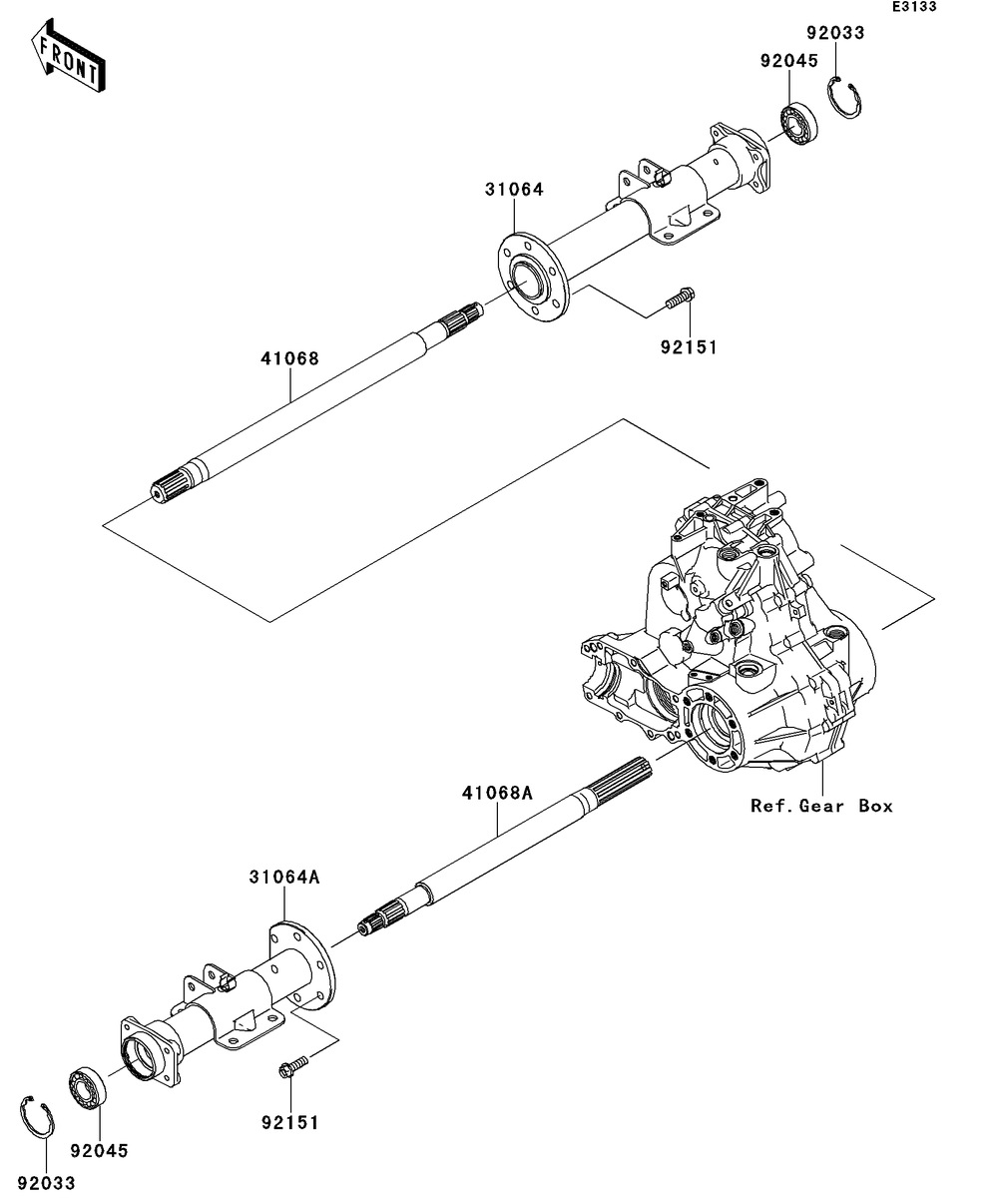 Rear Axle Diagram and Parts List for KAF400BEF 2014 Kawasaki Lawn Tractor Accessories