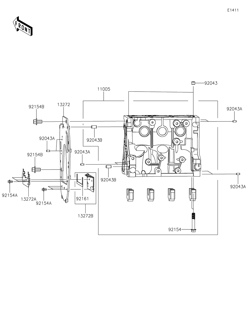 Crankcase Diagram and Parts List for KAF820BMFNL 2021 Kawasaki Lawn Tractor Accessories