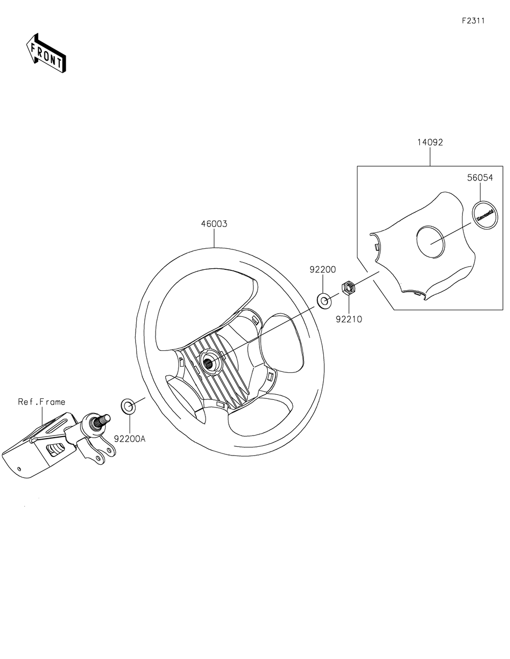 Steering Wheel Diagram and Parts List for KAF820BMFNL 2021 Kawasaki Lawn Tractor Accessories