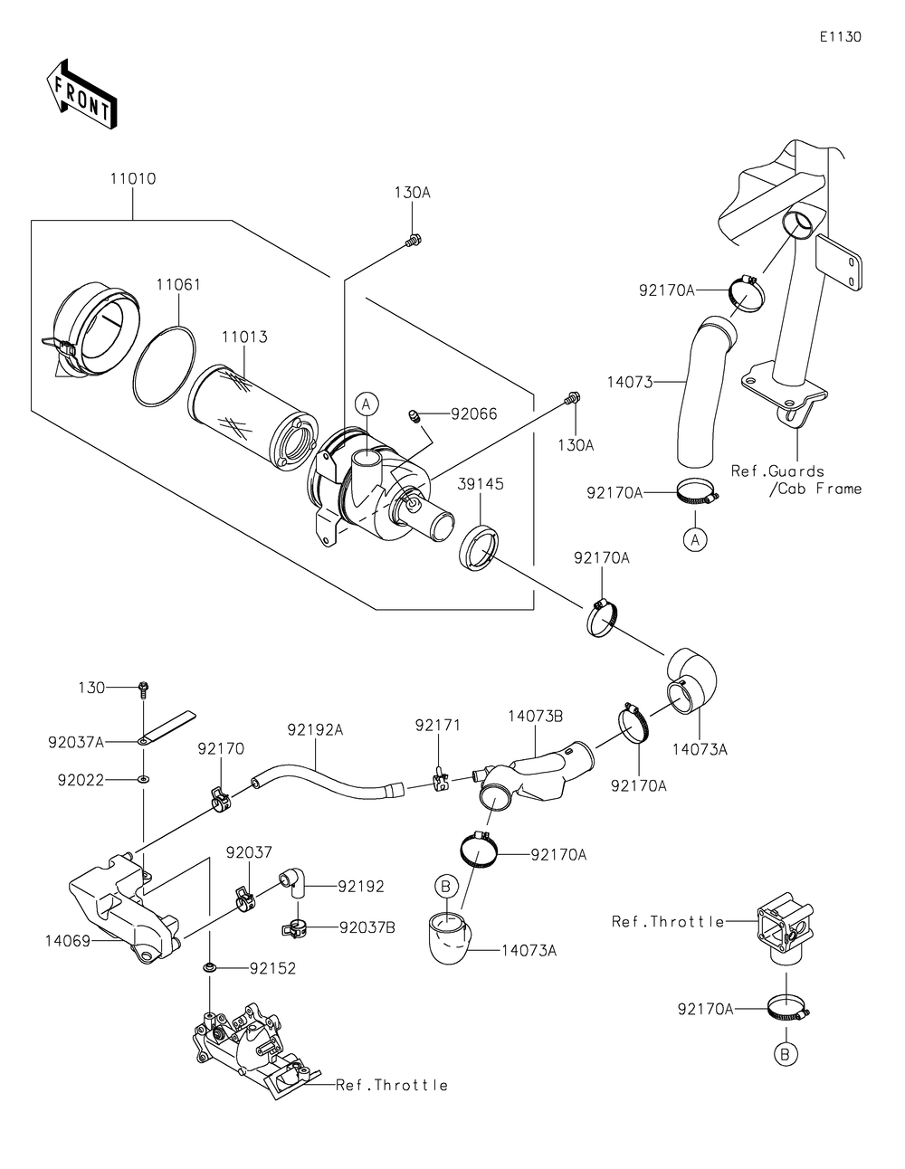 Air Cleaner Diagram and Parts List for KAF620PKF 2019 Kawasaki Lawn Tractor Accessories