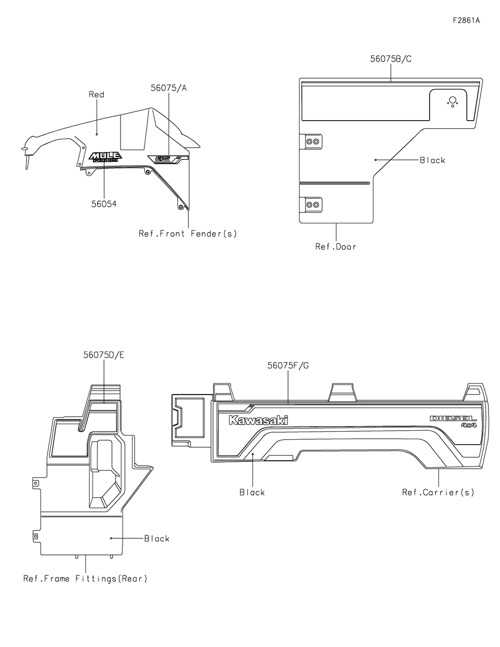Decals(Red)(Ejf)(Cn) Diagram and Parts List for KAF1000EJF 2018 Kawasaki Lawn Tractor Accessories