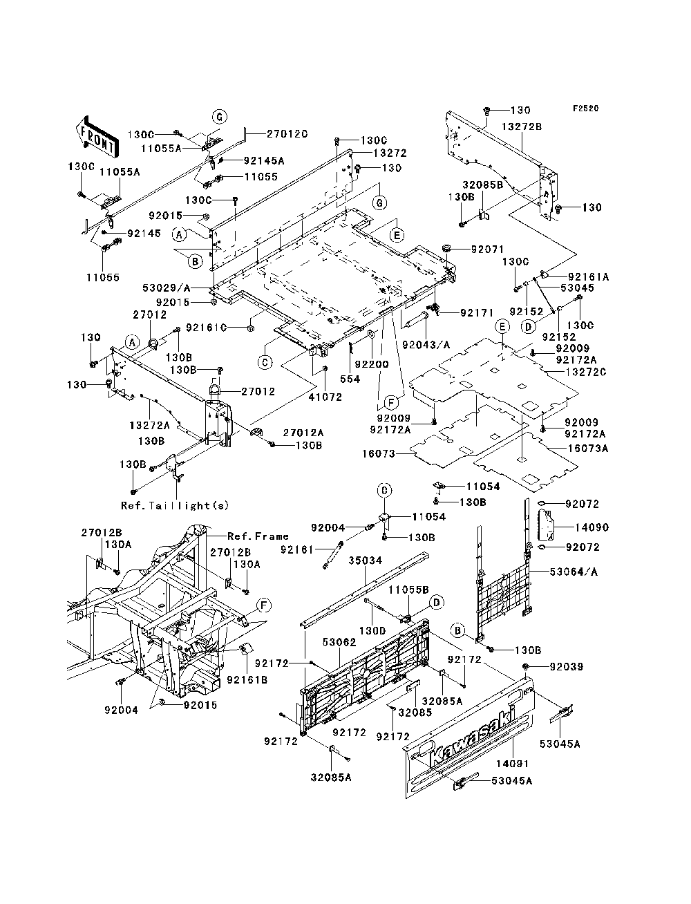 Carrier Diagram and Parts List for KRF750RCS 2012 Kawasaki Lawn Tractor Accessories