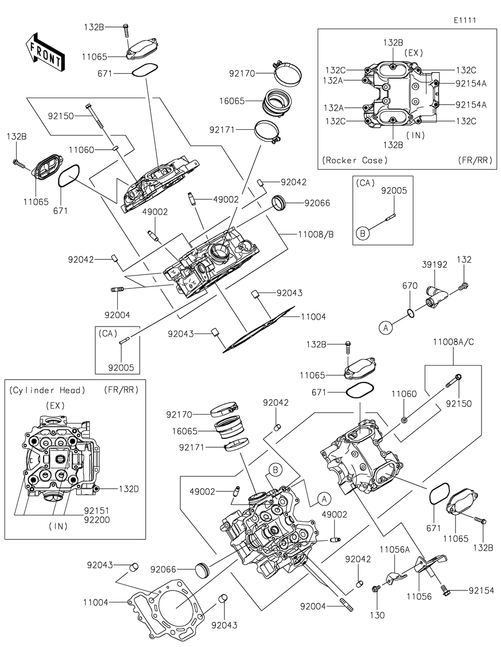 Cylinder Head Diagram and Parts List for KRF800GKF 2019 Kawasaki Lawn Tractor Accessories