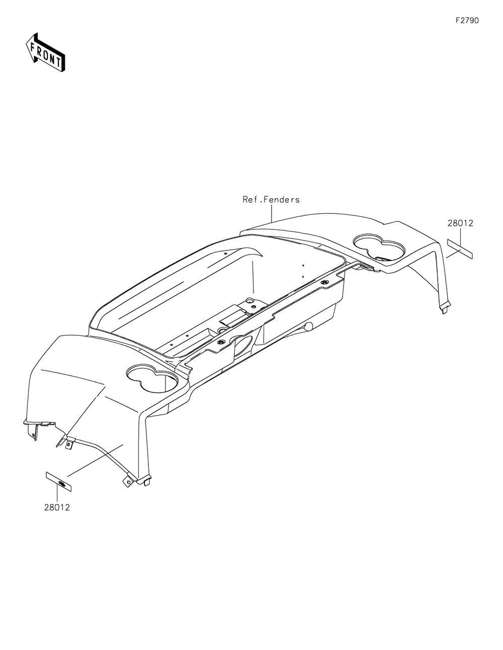 Reflectors Diagram and Parts List for KAF620RLF 2020 Kawasaki Lawn Tractor Accessories