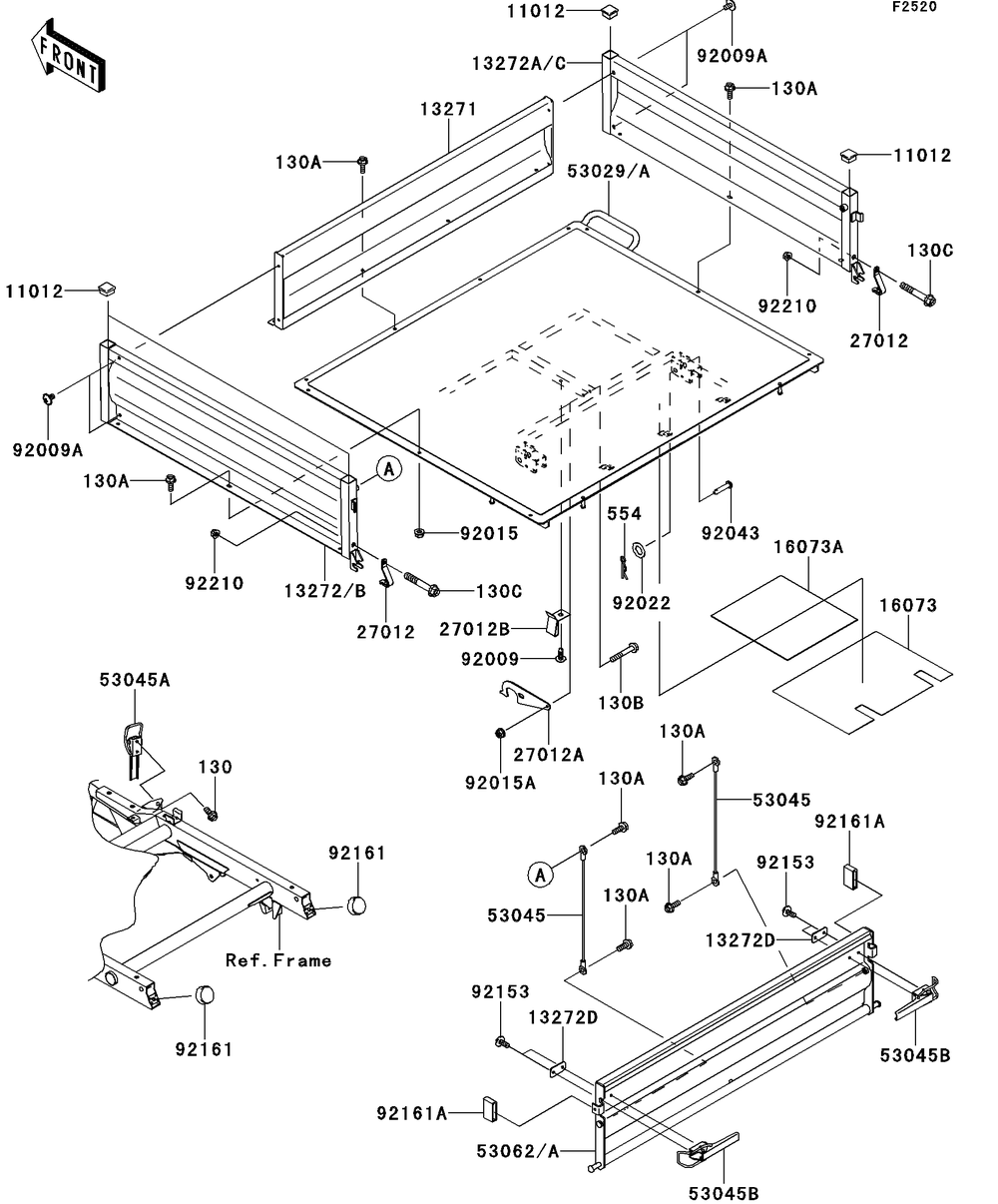 Carrier Diagram and Parts List for KAF400DEF 2014 Kawasaki Lawn Tractor Accessories
