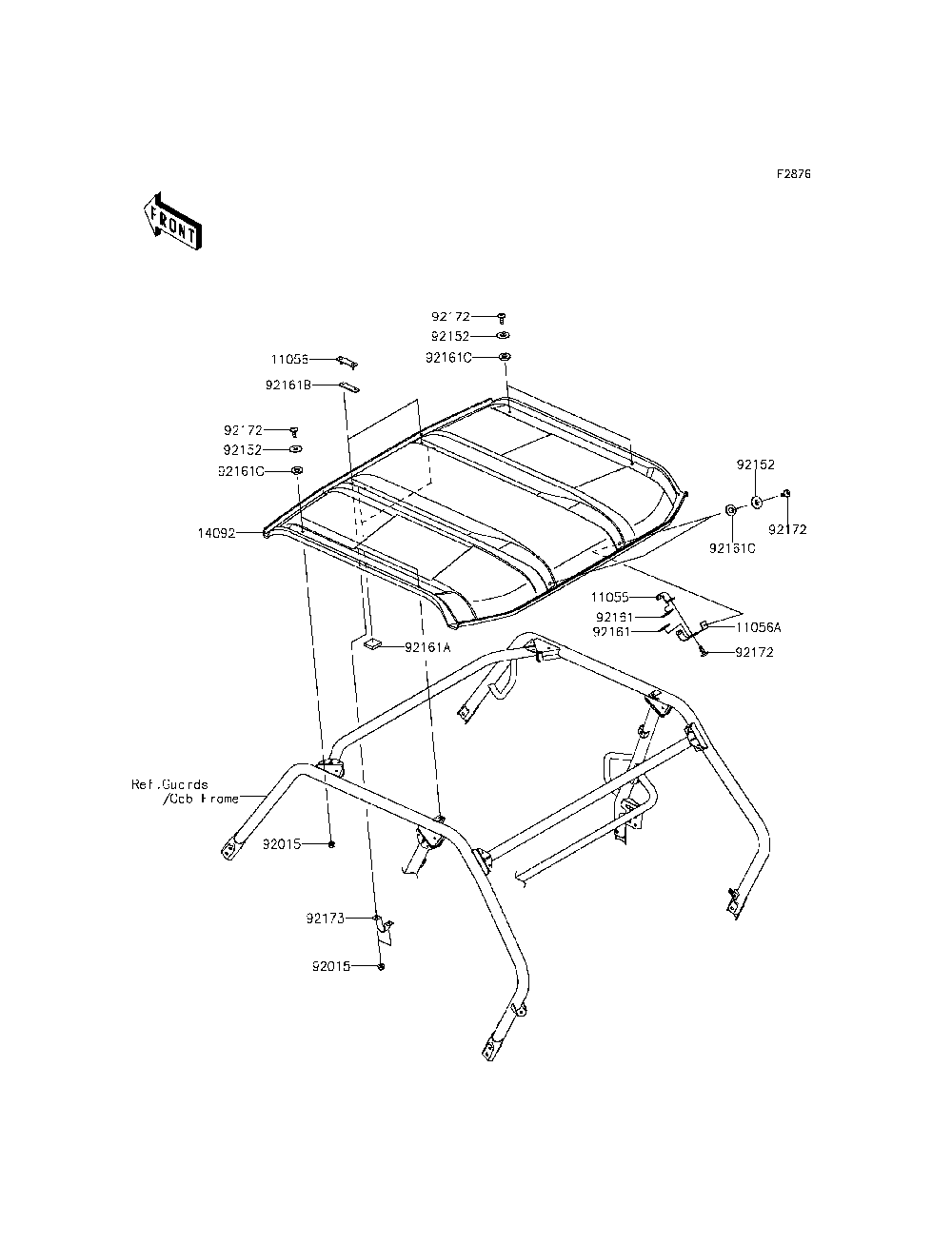 Sun Top Diagram and Parts List for KRF800DFF 2015 Kawasaki Lawn Tractor Accessories