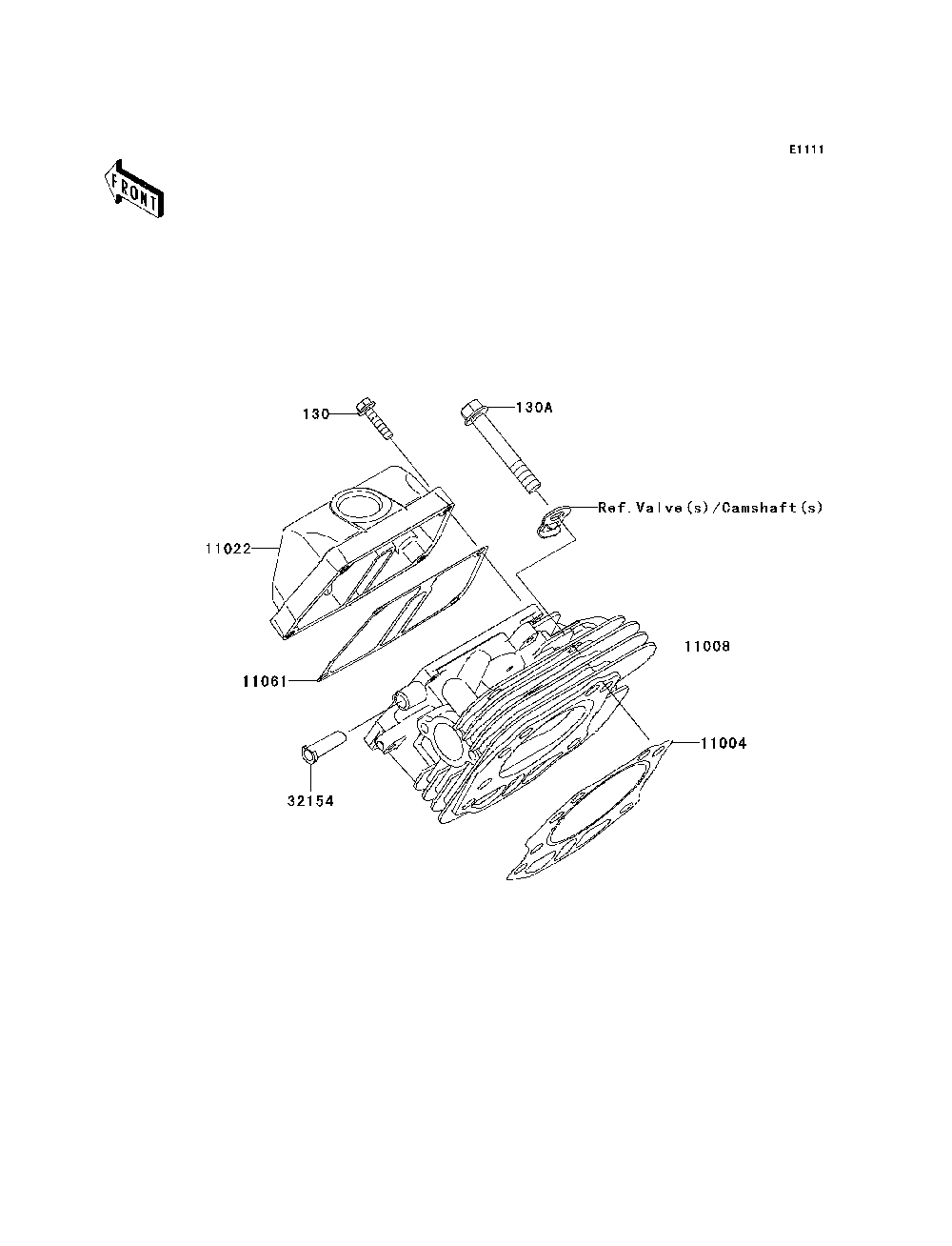 Cylinder Head Diagram and Parts List for KAF400B7F 2007 & Prior Kawasaki Lawn Tractor Accessories