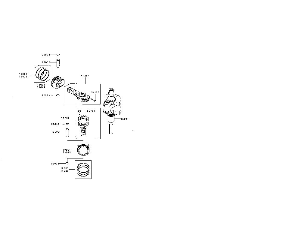 Piston/crankshaft Diagram and Parts List for FR730V-AS09  Kawasaki Engine
