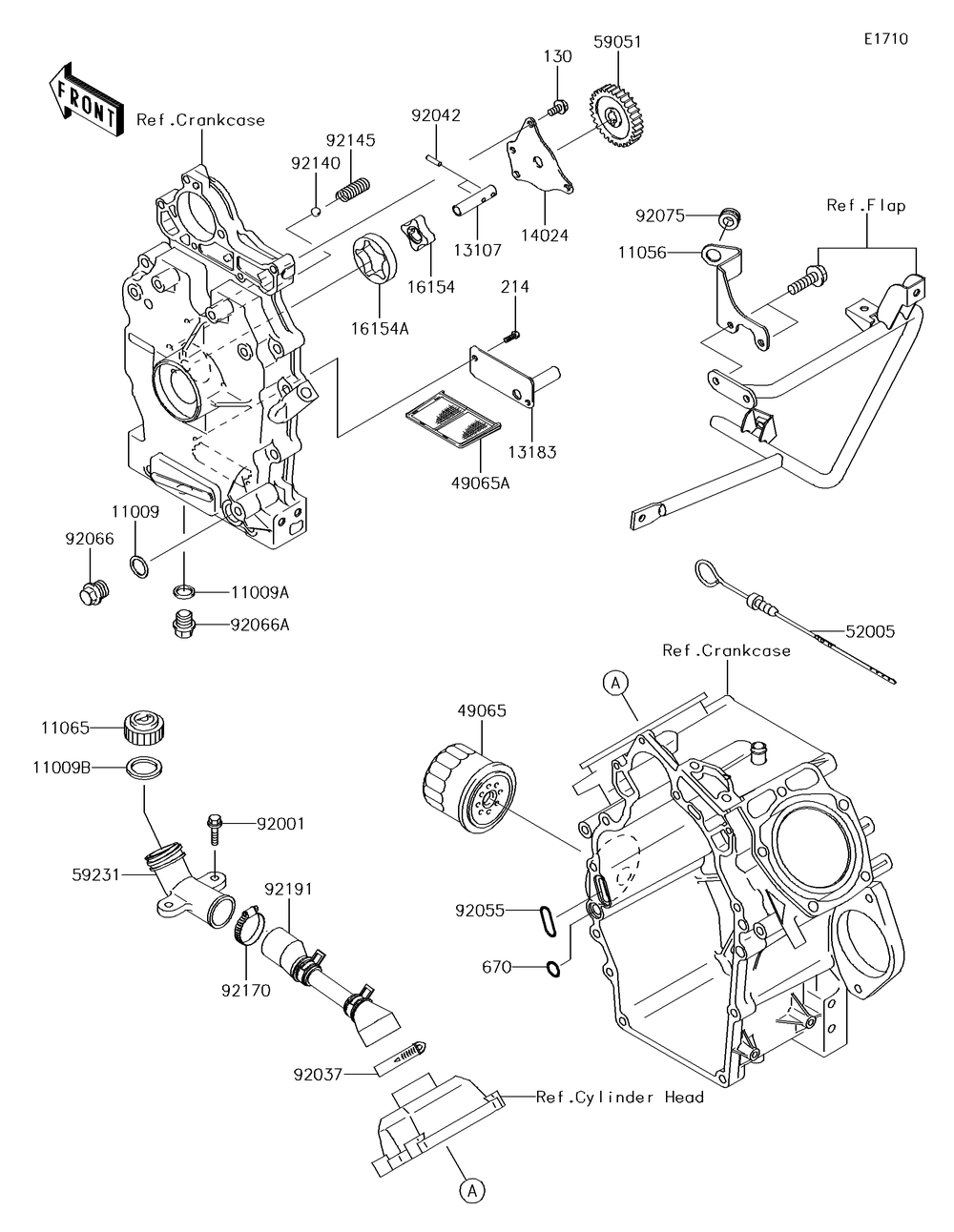 Oil Pump/Oil Filter Diagram and Parts List for KAF620TJF 2018 Kawasaki Lawn Tractor Accessories